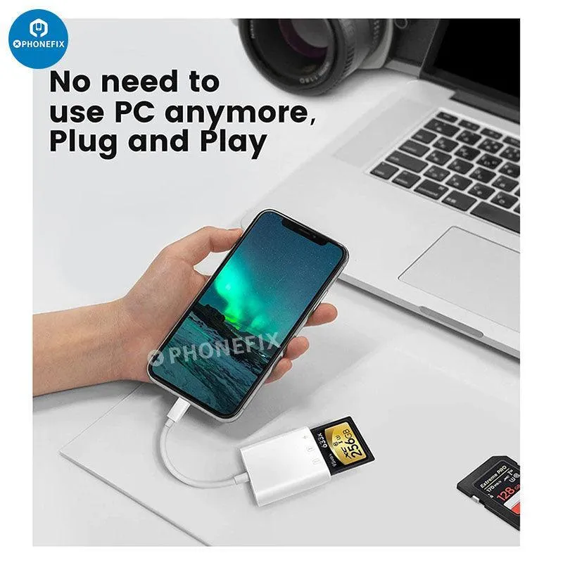 Lecteur de carte SD/MicroSD 3 en 1 pour iPad, iPhone, adaptateur USB