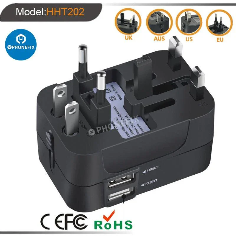 Adaptateur de voyage universel double USB pour téléphone portable