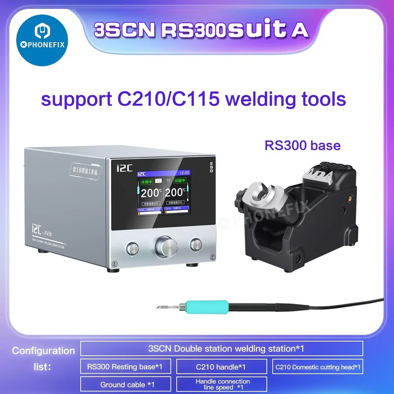 Station de soudage double i2C 3SCN avec poignées C210 C115 et outil de réparation de circuits imprimés