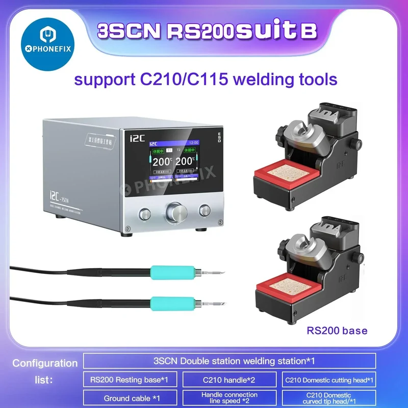 Station de soudage double i2C 3SCN avec poignées C210 C115 et outil de réparation de circuits imprimés