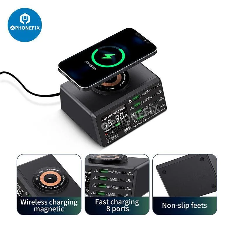 Chargeur sans fil multifonction avec affichage numérique et alimentation de bureau