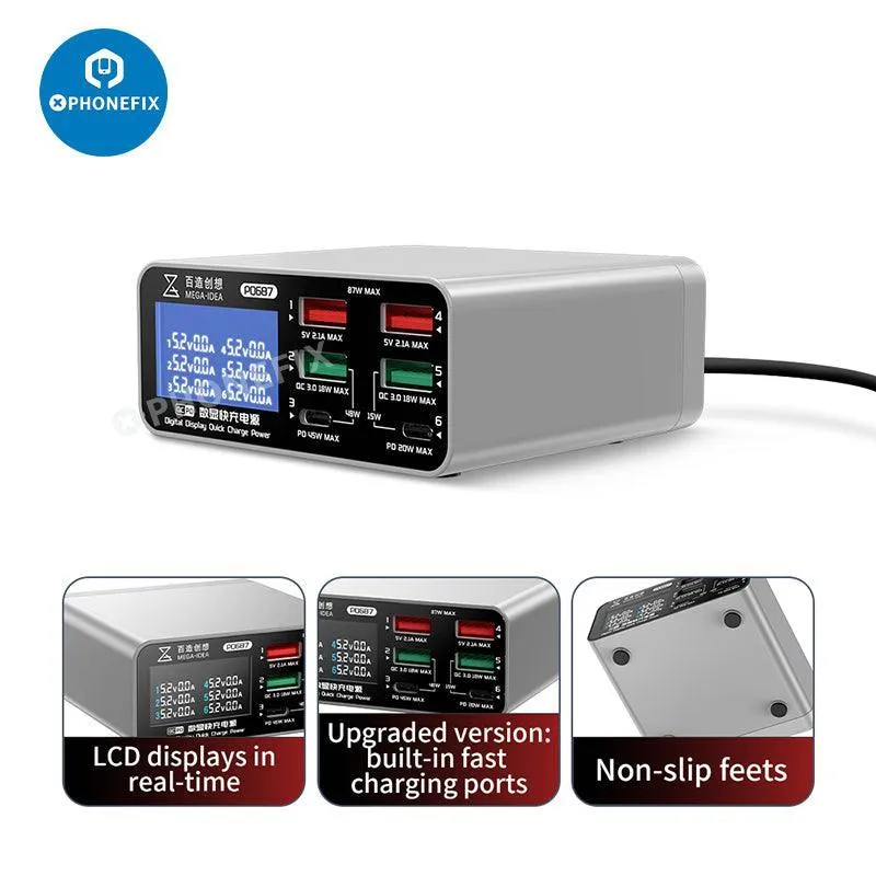Chargeur sans fil multifonction avec affichage numérique et alimentation de bureau