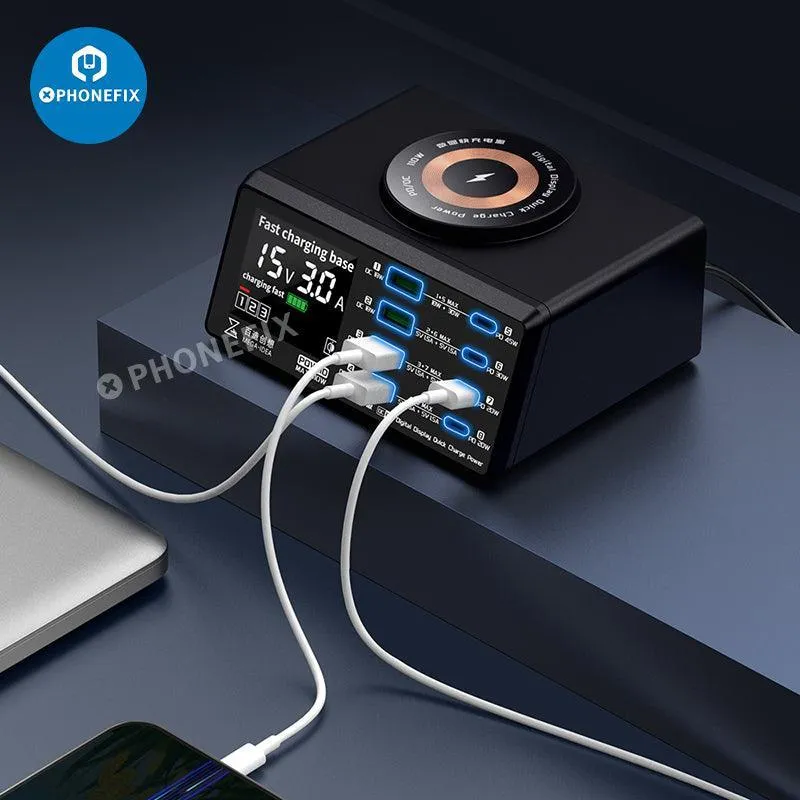 Chargeur sans fil multifonction avec affichage numérique et alimentation de bureau