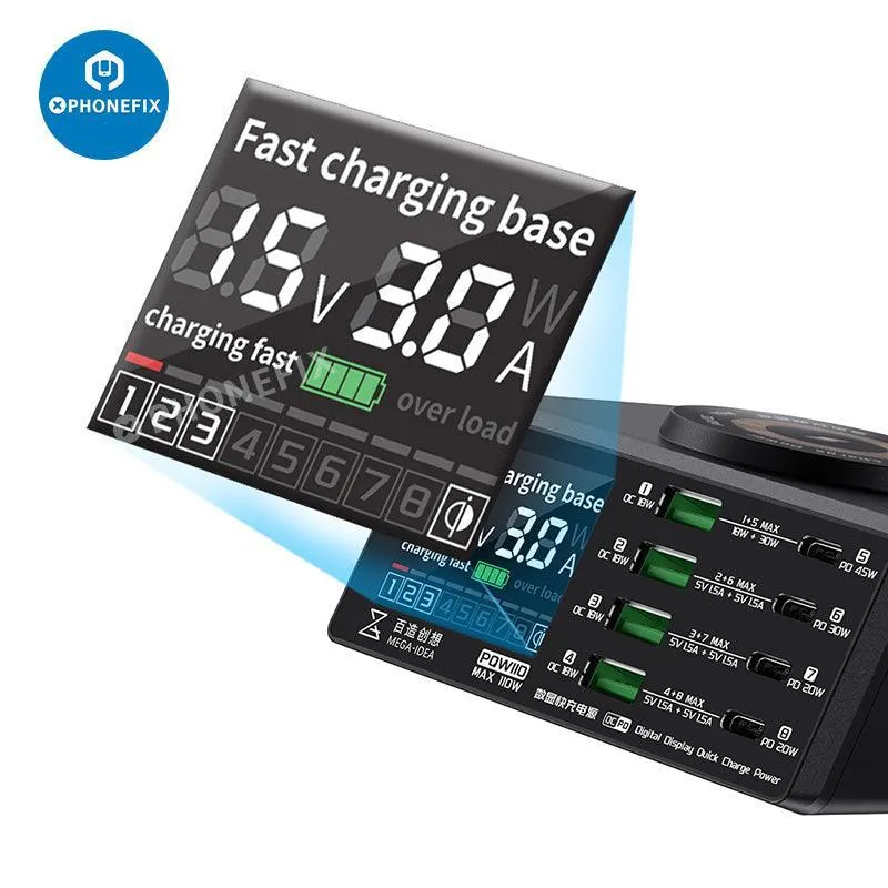 Chargeur sans fil multifonction avec affichage numérique et alimentation de bureau