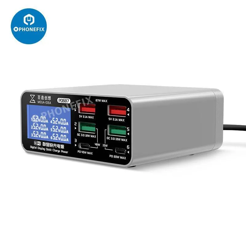 Chargeur sans fil multifonction avec affichage numérique et alimentation de bureau