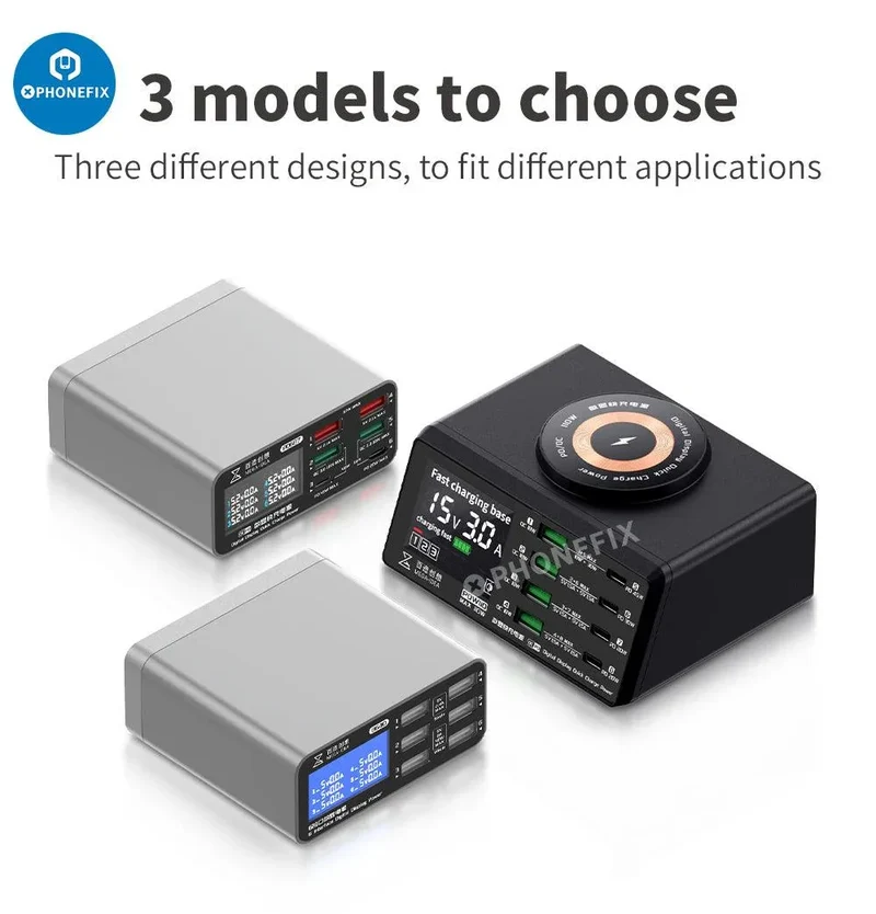 Chargeur sans fil multifonction avec affichage numérique et alimentation de bureau