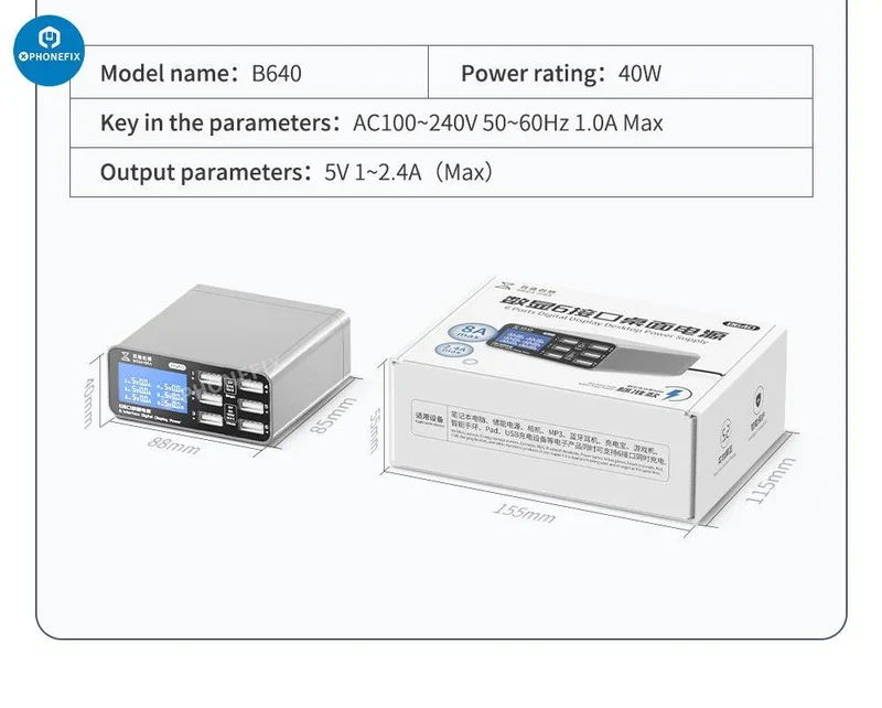 Chargeur sans fil multifonction avec affichage numérique et alimentation de bureau