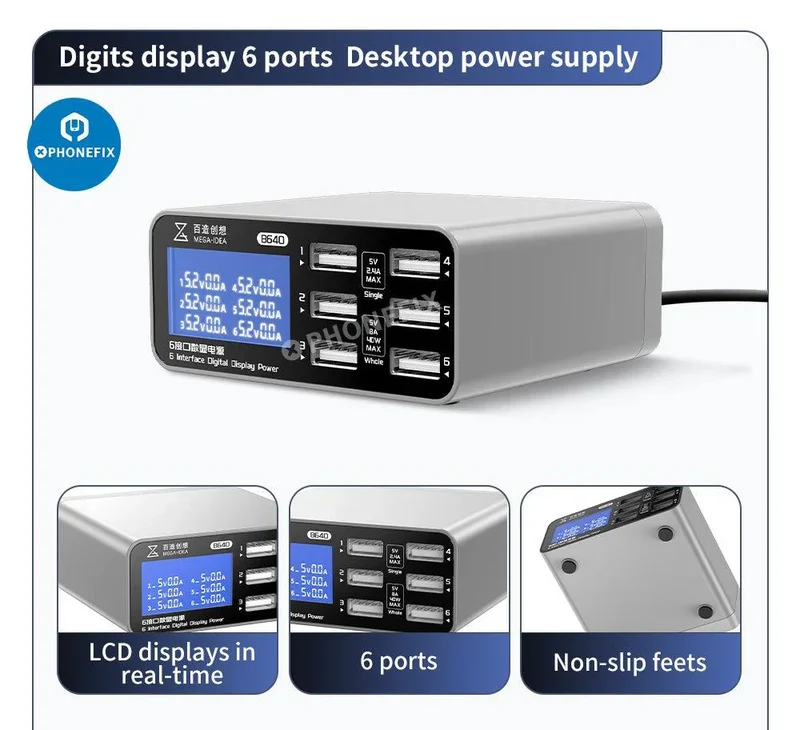 Chargeur sans fil multifonction avec affichage numérique et alimentation de bureau