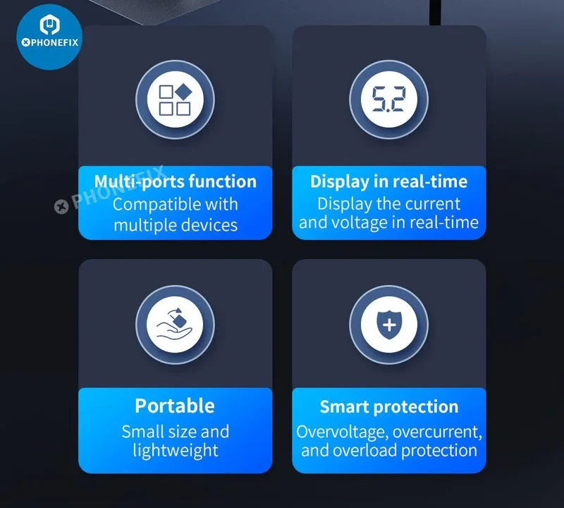 Chargeur sans fil multifonction avec affichage numérique et alimentation de bureau