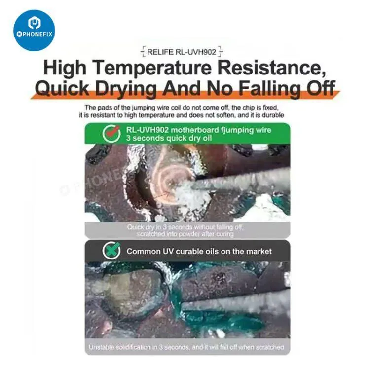 Huile de durcissement UV transparente RL-UVH902, pâte à souder à séchage rapide pour fil de connexion