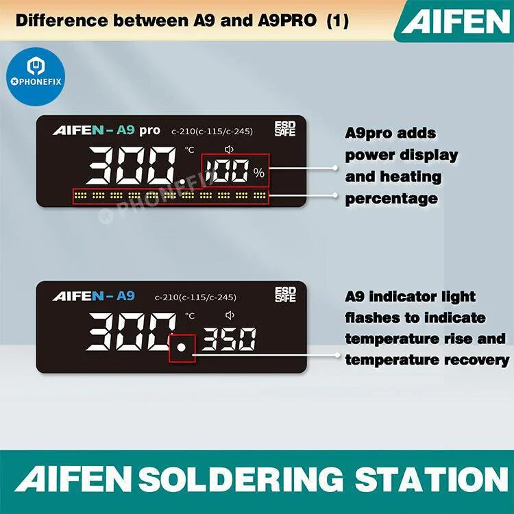 Station de soudage AIFEN A9 Pro 120 W, pointes de fer C210 C245 C115