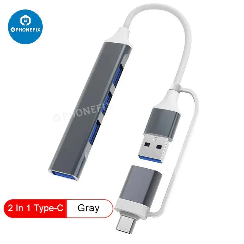 Hub USB 2 3/4/1 en 3.0 pour téléphone et PC, extension de port pour transfert de données rapide