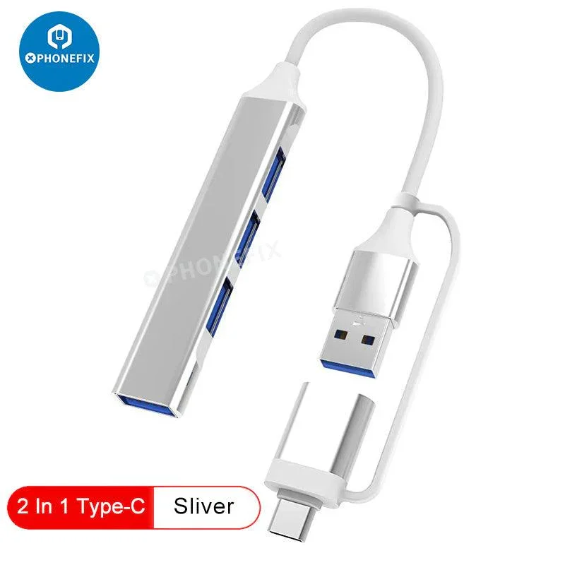 Hub USB 2 3/4/1 en 3.0 pour téléphone et PC, extension de port pour transfert de données rapide