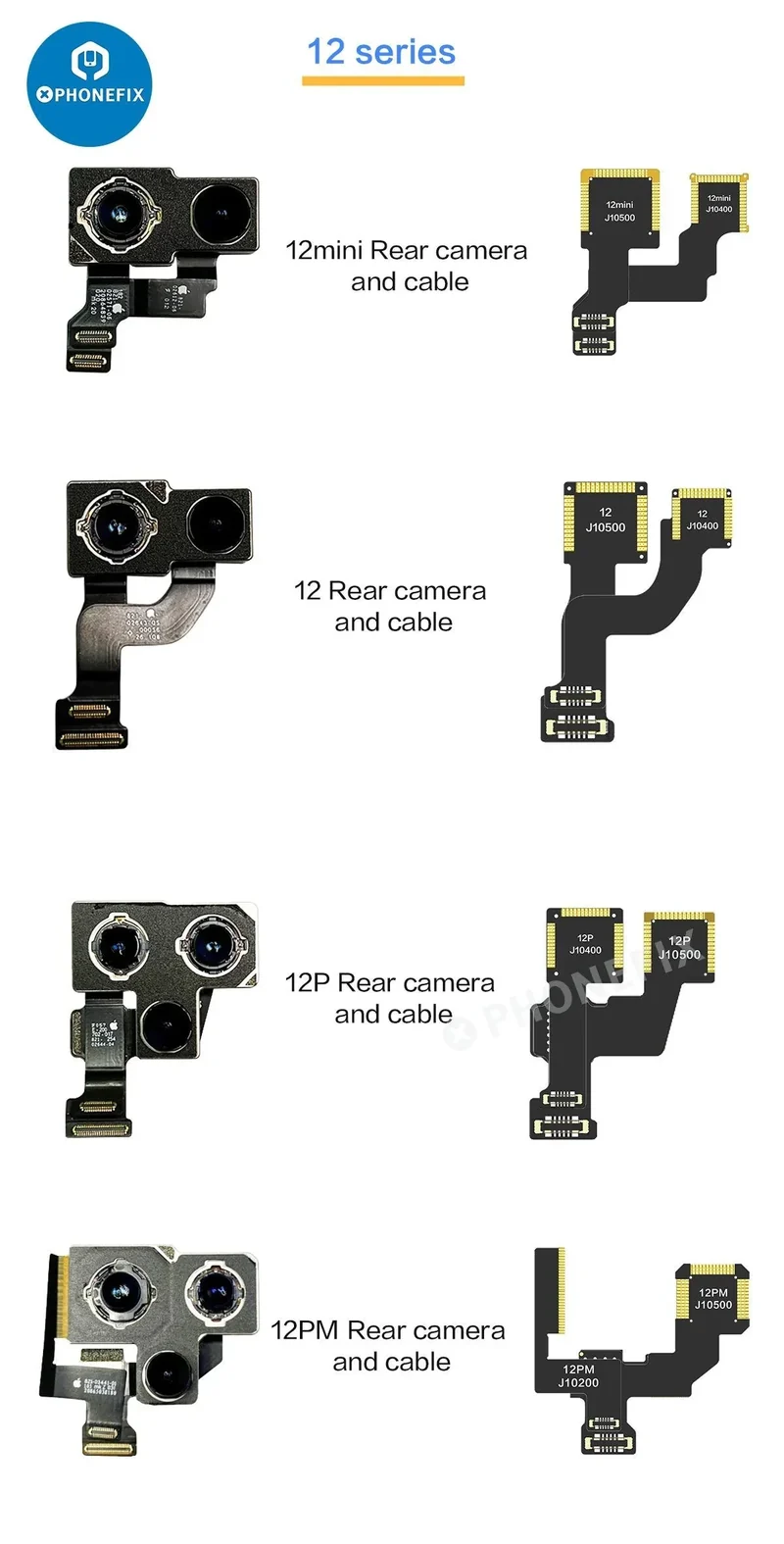 Câble téléobjectif grand angle i2C pour caméra arrière pour iPhone X-12 Pro Max