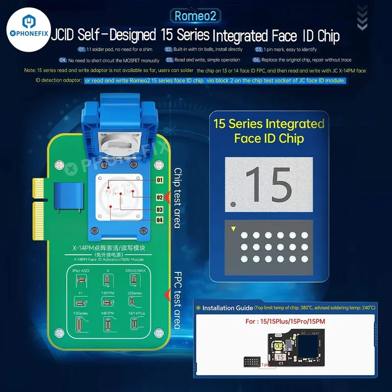 Puce de projecteur JC Dot IC intégrée universelle pour iPhone X-15 Pro Max