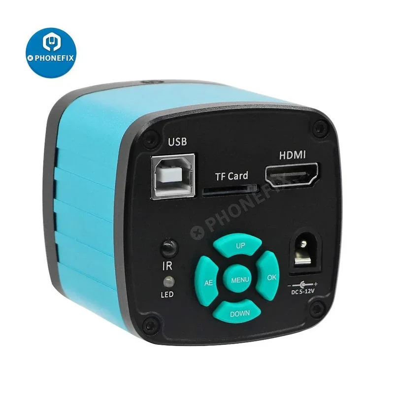 Caméra de microscope industriel USB 4K avec objectif 1-130X et support en porte-à-faux