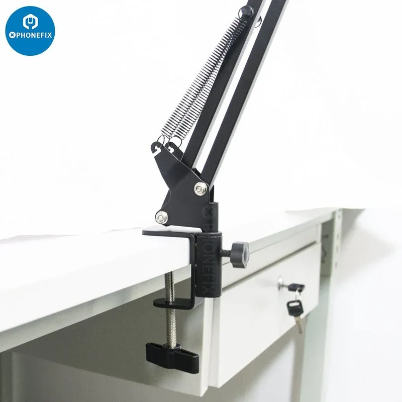 Caméra de microscope industriel USB 4K avec objectif 1-130X et support en porte-à-faux