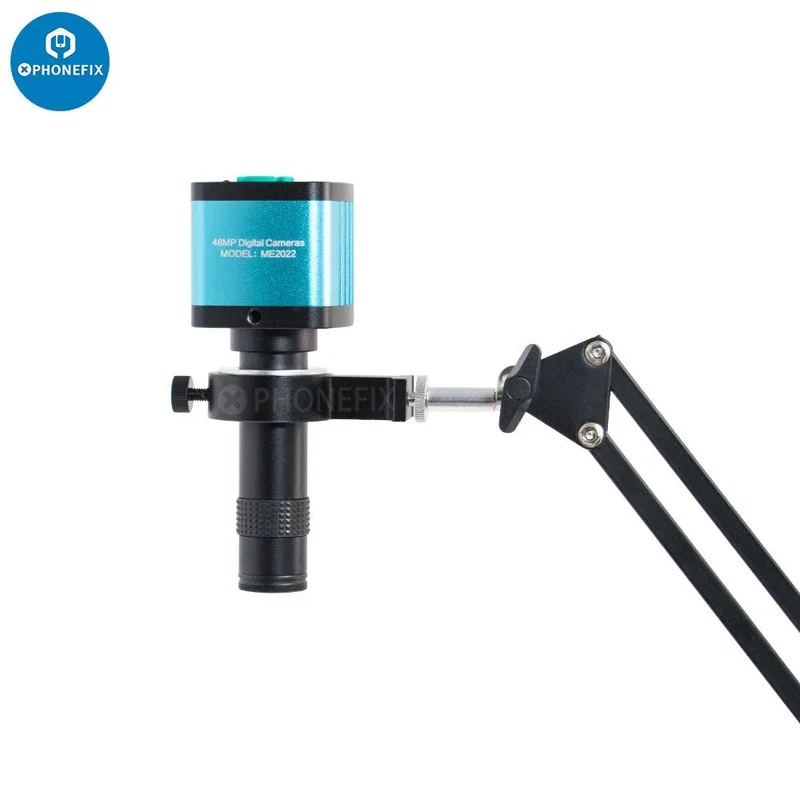 Caméra de microscope industriel USB 4K avec objectif 1-130X et support en porte-à-faux