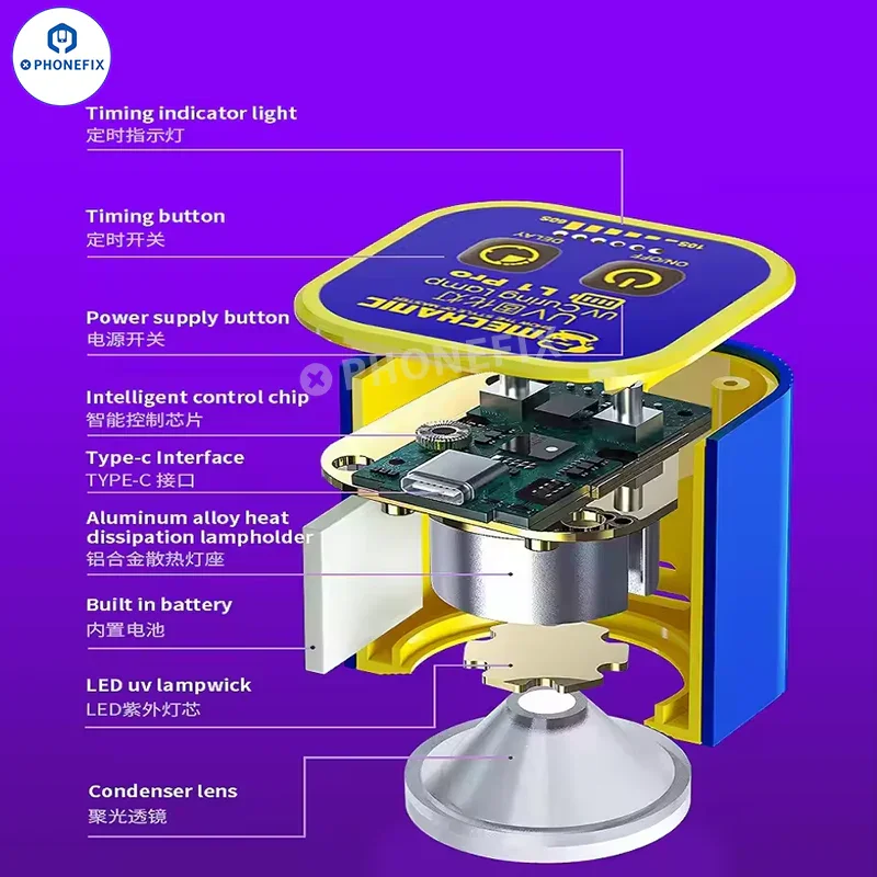Lampe de polymérisation UV Mechanic L1 Pro L2 avec huile et colle pour réparation de carte mère