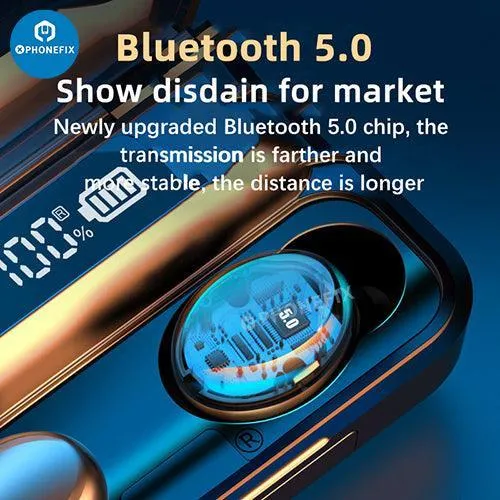 Écouteurs sans fil Bluetooth F9-5C à réduction de bruit avec LED
