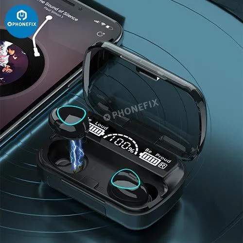 Écouteurs sans fil Bluetooth F9-5C à réduction de bruit avec LED