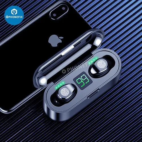 Écouteurs sans fil Bluetooth F9-5C à réduction de bruit avec LED