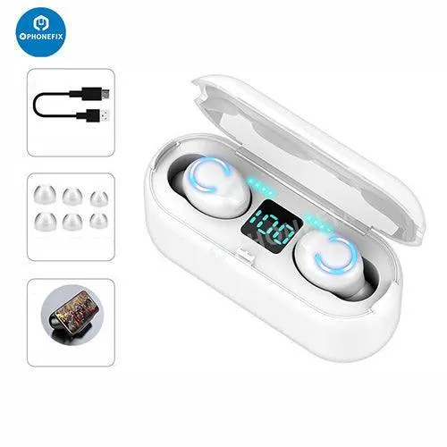 Écouteurs sans fil Bluetooth F9-5C à réduction de bruit avec LED
