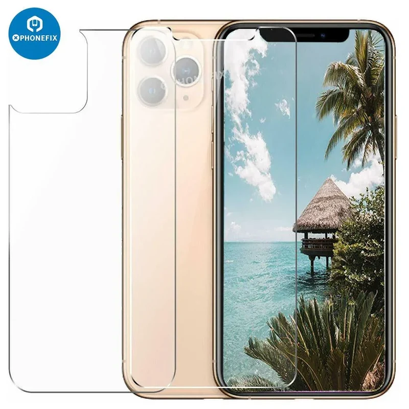 Protection d'écran avant et arrière en verre trempé pour iPhone 8-15 Pro Max