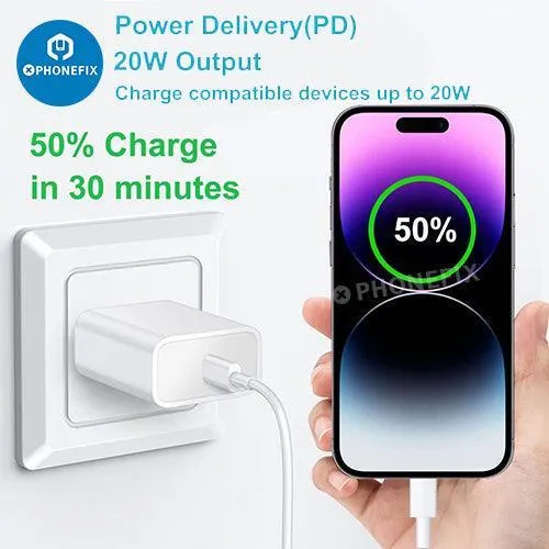 Chargeur mural rapide Type-C 20/30 W pour Apple Watch, iPhone, iPad, Airpods