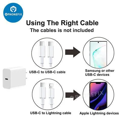 Chargeur mural rapide Type-C 20/30 W pour Apple Watch, iPhone, iPad, Airpods