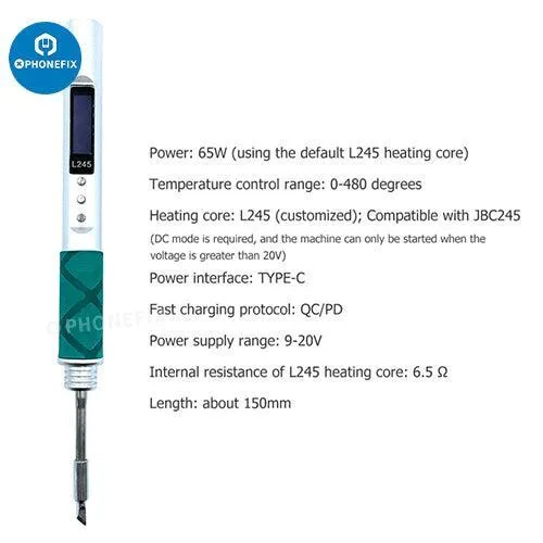 Stylo à souder numérique portable 65 W JBC 245, outil de soudage électrique