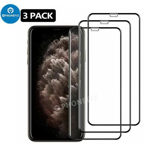 Lot de 3 protections d'écran en verre trempé à couverture complète pour iPhone X-15 Pro Max