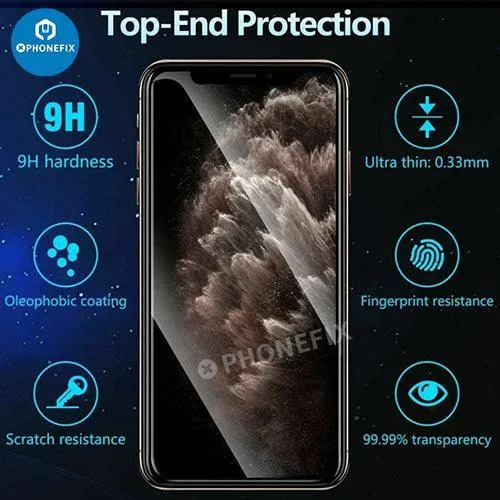 Lot de 3 protections d'écran en verre trempé à couverture complète pour iPhone X-15 Pro Max