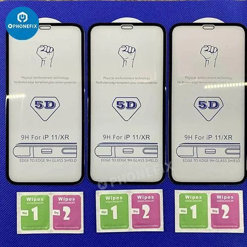 Lot de 3 protections d'écran en verre trempé à couverture complète pour iPhone X-15 Pro Max