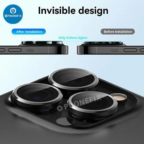 Protection d'objectif d'appareil photo en verre trempé avec anneau métallique pour iPhone 13 et 14