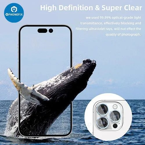 Protection d'objectif d'appareil photo en verre trempé avec anneau métallique pour iPhone 13 et 14