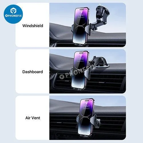 Support de téléphone universel pour grille d'aération de voiture avec clip et ventouse