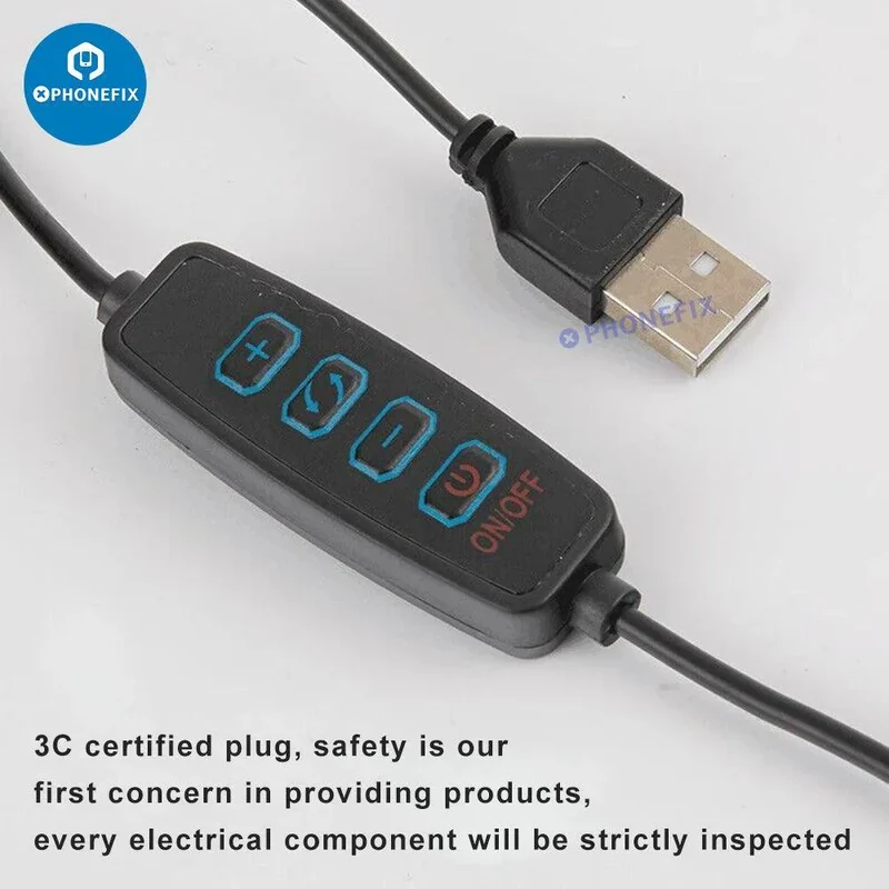 Loupe HD 3X avec support à clip en métal et lumière tricolore USB