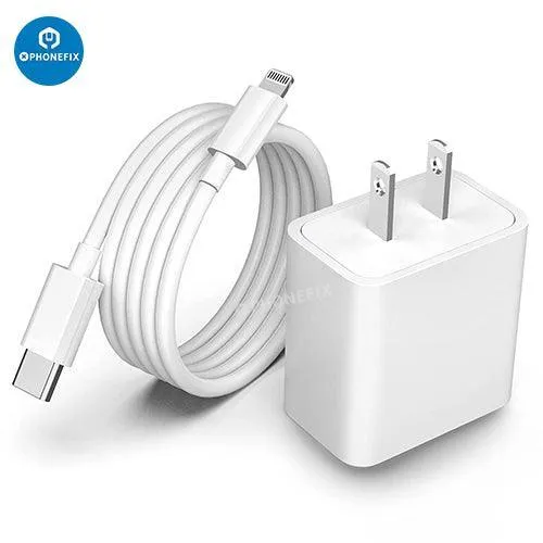 Adaptateur secteur USB-C 20 W, chargeur rapide, câble Lightning pour iPhone et iPad