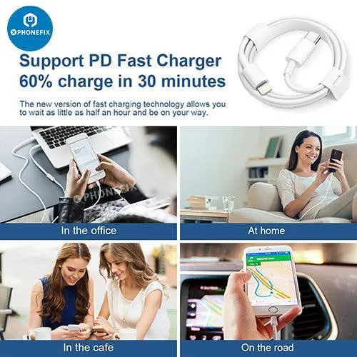 Adaptateur secteur USB-C 20 W, chargeur rapide, câble Lightning pour iPhone et iPad