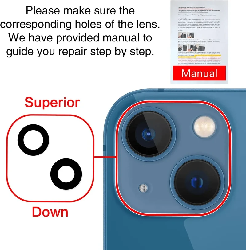Kit d'outils de remplacement d'objectif de caméra arrière pour iPhone 12, 13 et 14 Pro Max