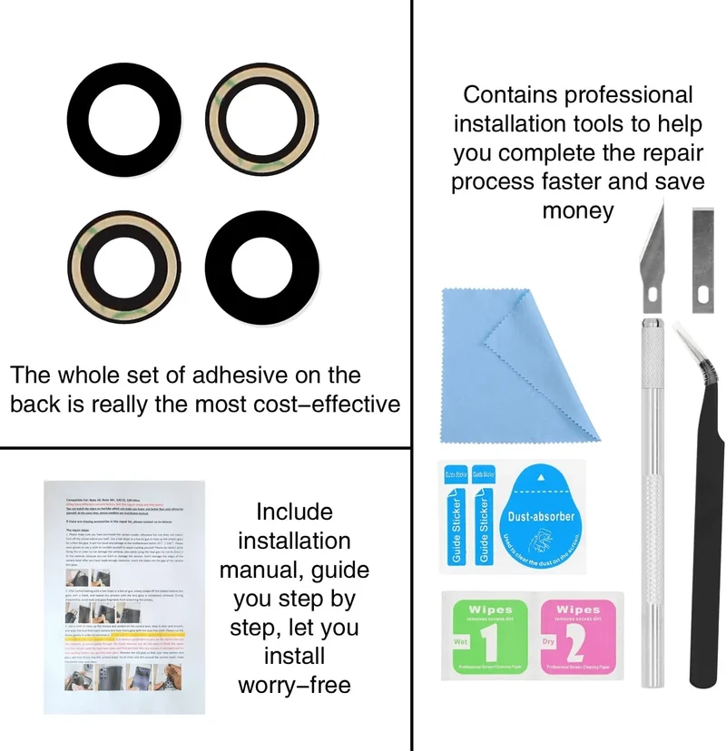 Kit d'outils de remplacement d'objectif de caméra arrière pour iPhone 12, 13 et 14 Pro Max