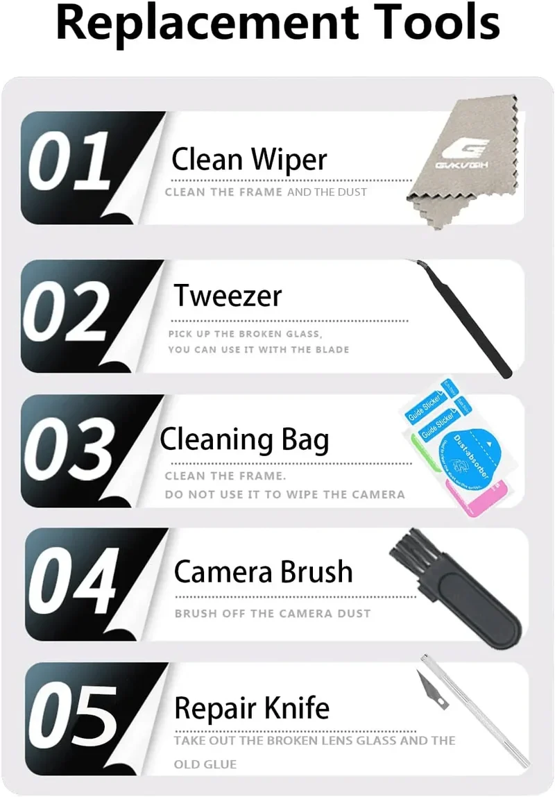 Kit d'outils de remplacement d'objectif de caméra arrière pour iPhone 12, 13 et 14 Pro Max