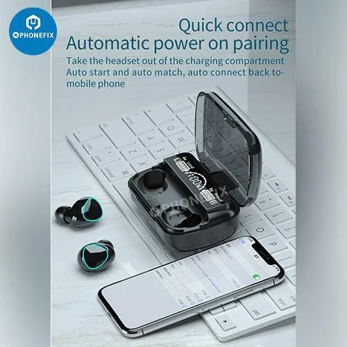 Écouteurs Bluetooth étanches M10 TWS LED 9D sans fil