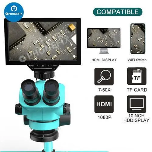 Microscope trinoculaire à zoom 7050-010X RF-7TVP-YS50W avec écran HD