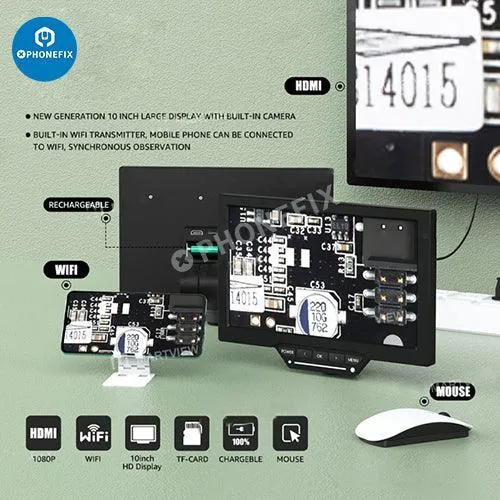 Microscope trinoculaire à zoom 7050-010X RF-7TVP-YS50W avec écran HD