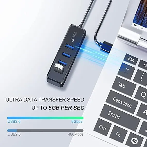 Hub multiport USB avec câble de 2 cm pour téléphone et PC, transfert de données rapide