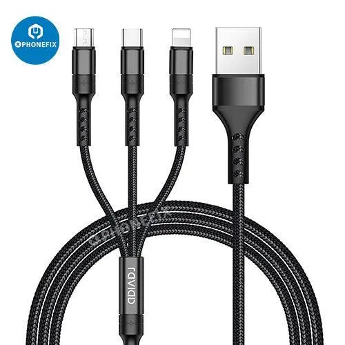 Câble de chargement USB 3 en 1 pour Apple Lightning Type-C Micro USB