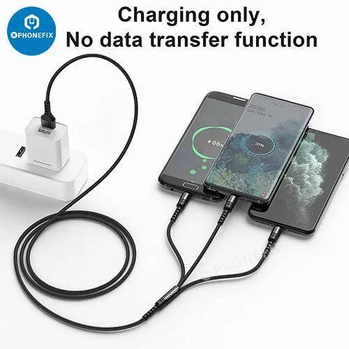Câble de chargement USB 3 en 1 pour Apple Lightning Type-C Micro USB