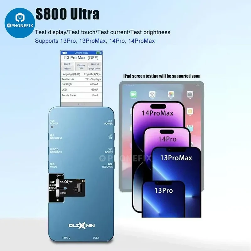 Testeur d'écran DL S800 pour iPhone, Samsung, Huawei, Xiaomi, Oppo, Vivo